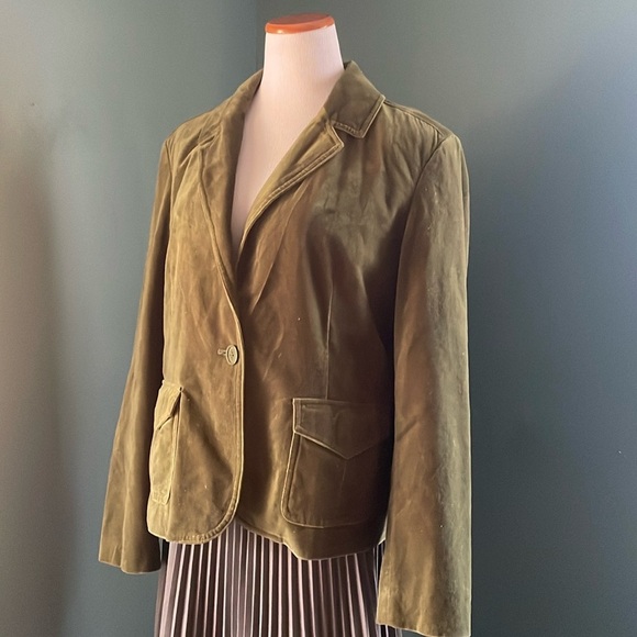 Bass XL olive green Velvet Cotton Jacket xl rare .. vintage - Picture 1 of 5